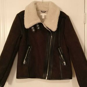 H&M Women's Faux Shearling Moto Jacket